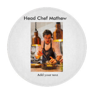 Chef cook add name text men kitchen bakery cutting board