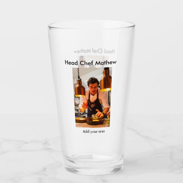 Chef cook add name text men kitchen bakery  glass (Front)