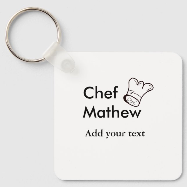 Chef cook add name text men kitchen bakery  key ring (Front)