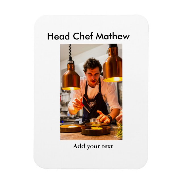 Chef cook add name text men kitchen bakery  magnet (Vertical)