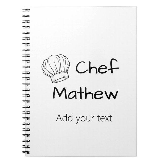Chef cook add name text men kitchen bakery  notebook (Front)