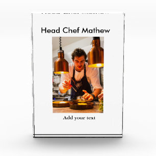 Chef cook add name text men kitchen bakery photo block