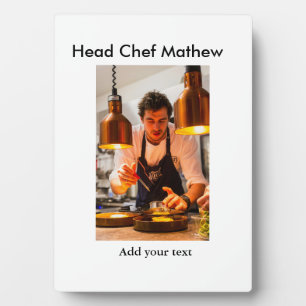 Chef cook add name text men kitchen bakery plaque