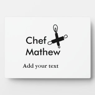 Chef cook add name text men kitchen bakery  plaque