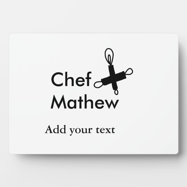 Chef cook add name text men kitchen bakery  plaque (Front)
