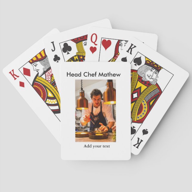 Chef cook add name text men kitchen bakery  playing cards (Back)
