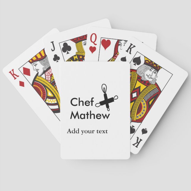 Chef cook add name text men kitchen bakery  playing cards (Back)