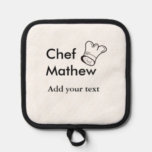 Chef cook add name text men kitchen bakery  pot holder