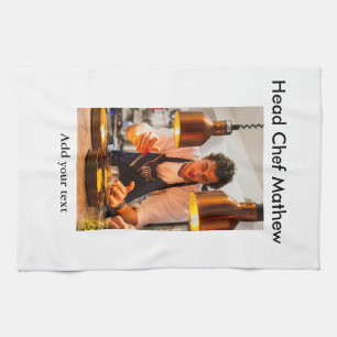 Chef cook add name text men kitchen bakery tea towel