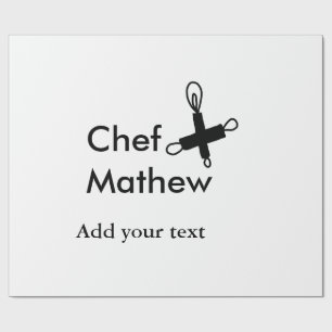 Chef cook add name text men kitchen bakery wrapping paper