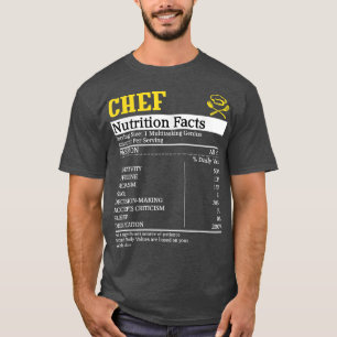 chef cook culinary cuisine baker nutrition facts s T-Shirt
