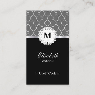 Chef / Cook - Elegant Black Lace Pattern Business Card