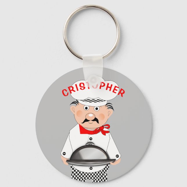 Chef Cook Funny Cute Personalised Key Ring (Front)