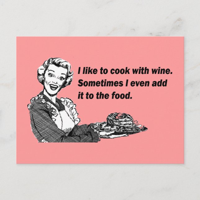 Chef & Cook Humour - Cooking with Wine Postcard (Front)