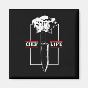Chef Cook Life Knife Restaurant Cooking Food Culin Magnet