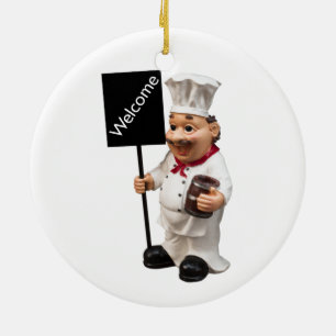 Chef cook - WELCOME menu card Ceramic Ornament