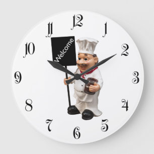 Chef cook - WELCOME menu card Large Clock
