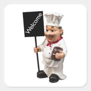 Chef cook - WELCOME menu card Square Sticker