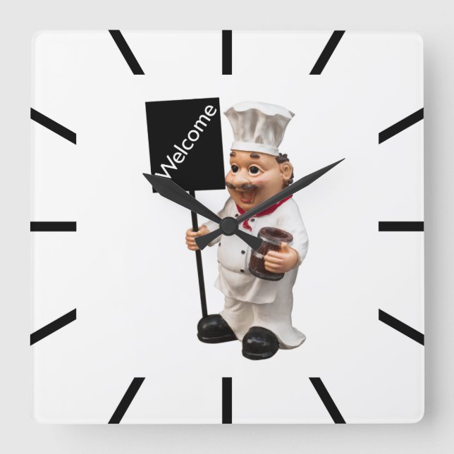 Chef cook - WELCOME menu card Square Wall Clock (Front)