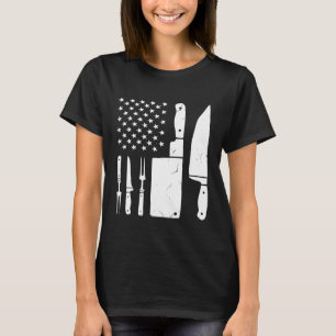 Chef Cooking American Flag Vintage Culinary Chefs T-Shirt