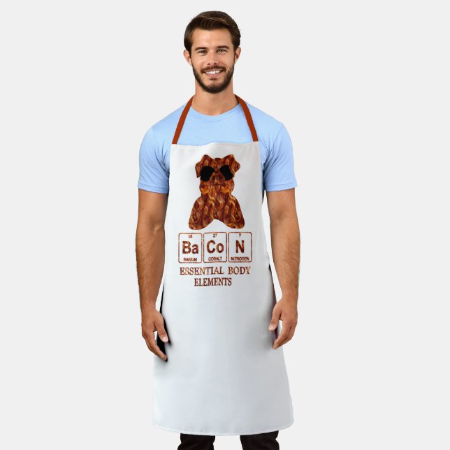 Chef Cooking Gag Gift | Funny Novelty Bacon Design Apron (Worn)