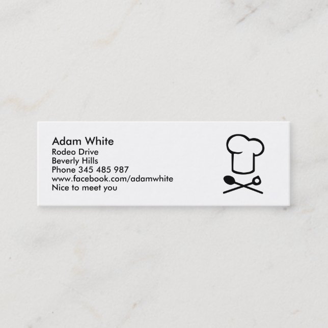 Chef cooking hat mini business card (Front)