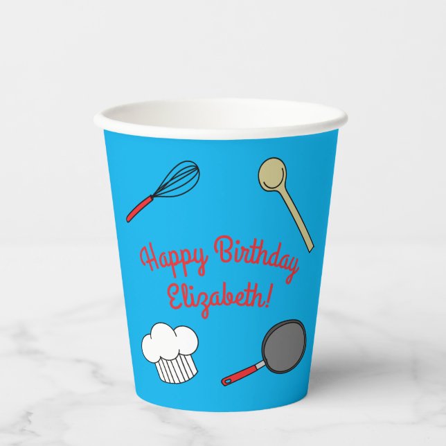 Chef Cooking Kids Birthday Party Paper Cups (Front)