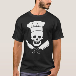 Chef Cooking Restaurant Hat On Skull Cross T-Shirt