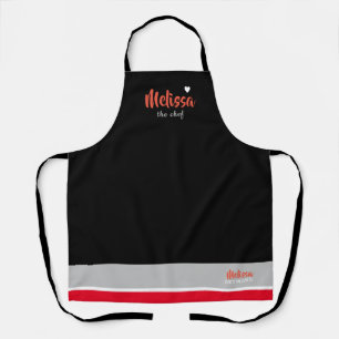 chef cuisine black apron with her name