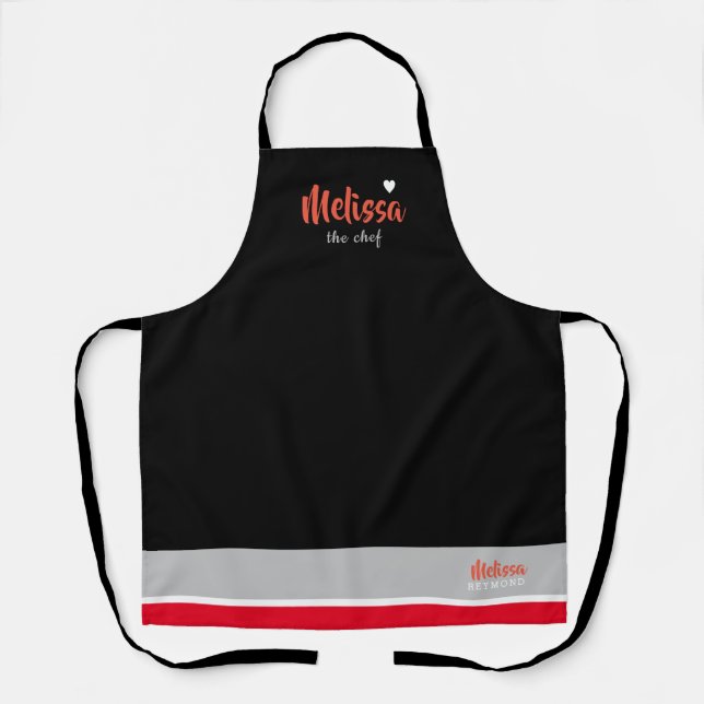 chef cuisine black apron with her name (Front)