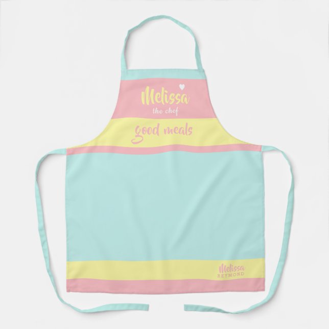 chef cuisine teal apron with her name (Front)