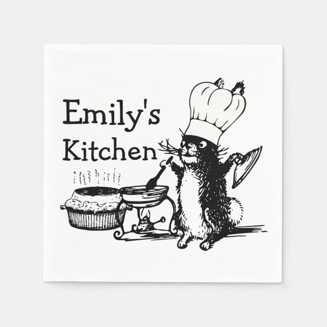 Chef Cute Bunny Custom Personalised Napkin (Front)