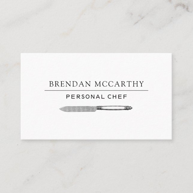 Chef Cutlery Logo Chef Services Business Card (Front)