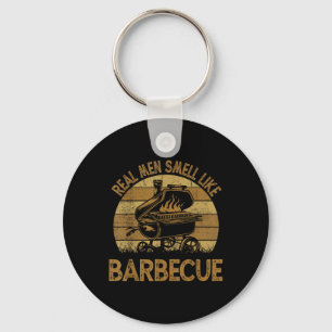 Chef Dad Bbq Real Men Smell Like Funny Barbecue Key Ring