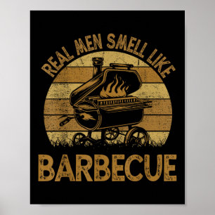 Chef Dad Bbq Real Men Smell Like Funny Barbecue  Poster