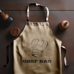 "Chef Dad" Chef 's Hat Typography Grilling Long Apron