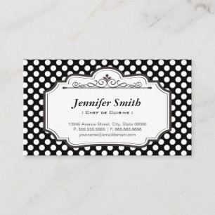 Chef de Cuisine - Black Polka Dots Business Card