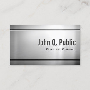 Chef de Cuisine - Cool Stainless Steel Metal Business Card