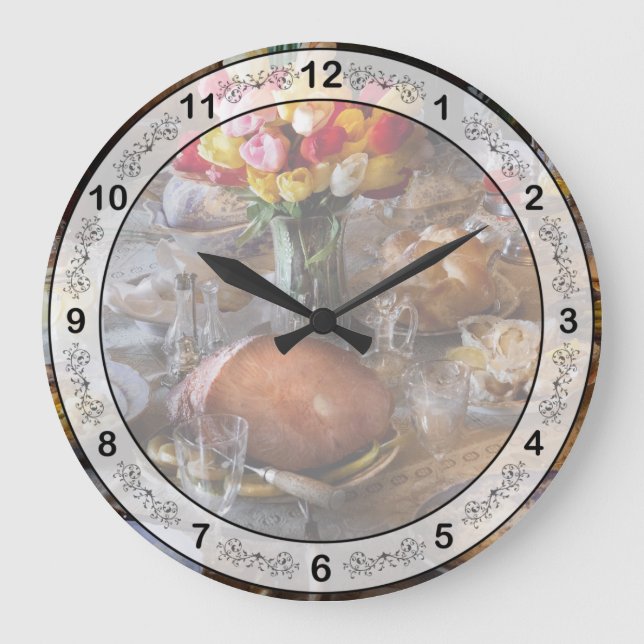 Chef - Easter Dinner Large Clock (Front)