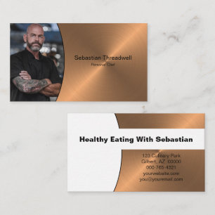 Chef Faux Brushed Copper Professional Photo Business Card