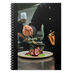 Chef Finishing Steak Dish Notebook