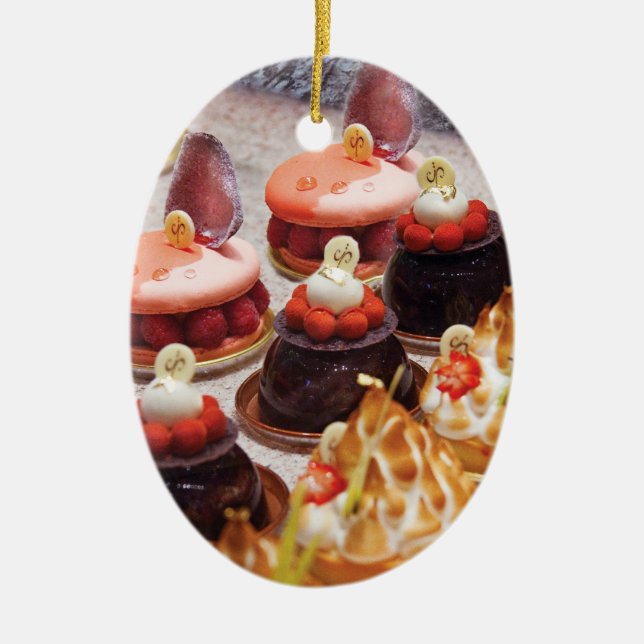 Chef - Food - Cake - Le Dessert Ceramic Tree Decoration (Front)