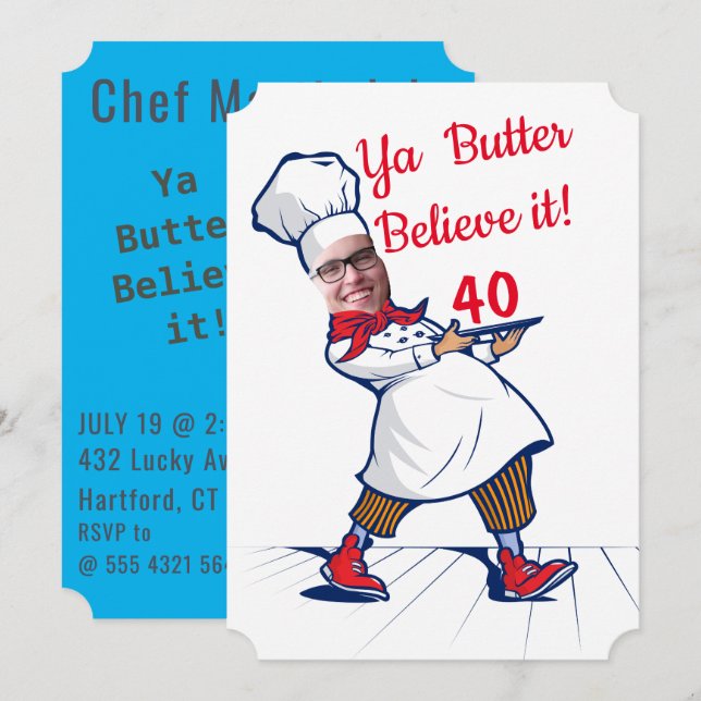 Chef Funny Birthday Invite (Front/Back)