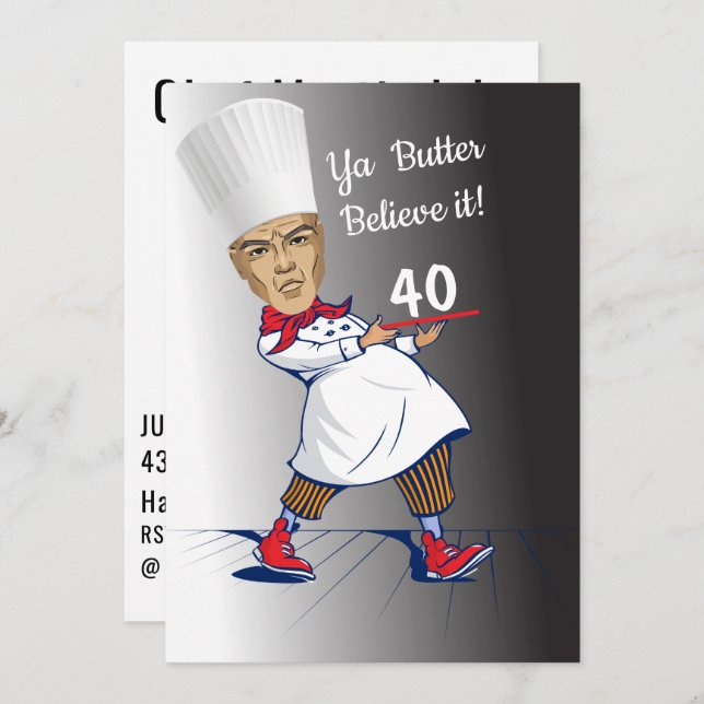 Chef 🎉 Funny Cook  40th birthday  Invitation (Front/Back)