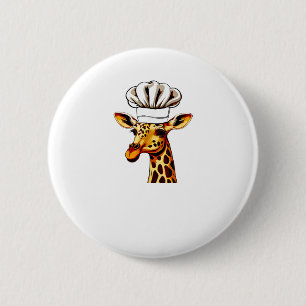Chef Giraffe - Cute Giraffe In A Chef's Hat Giraff 6 Cm Round Badge