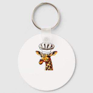 Chef Giraffe - Cute Giraffe In A Chef's Hat Giraff Key Ring