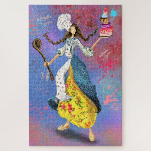 Chef Girl - Art Vintage Drawing Fantasy Fairytale Jigsaw Puzzle
