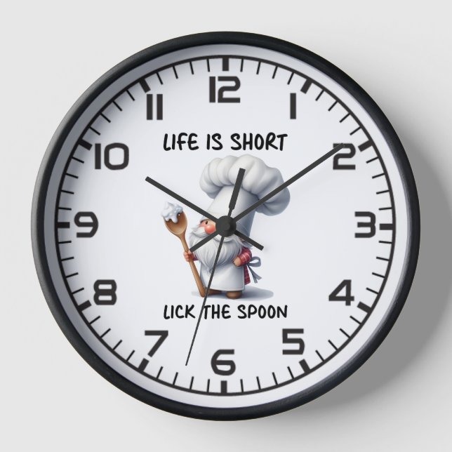 Chef Gnome Life Is Short Lick The Spoon Clock (Front)