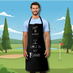 *Chef & Golfer Black & White Custom Monogram Name Apron