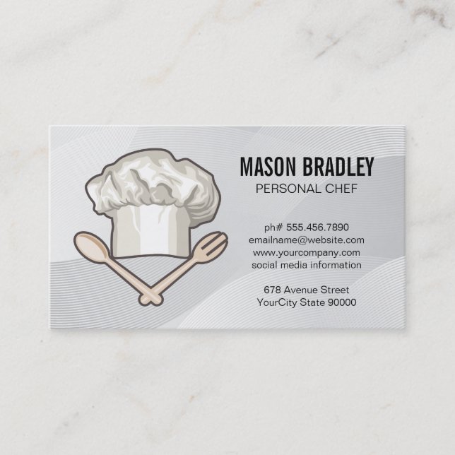 Chef Hat and Kitchen Utensils Business Card (Front)